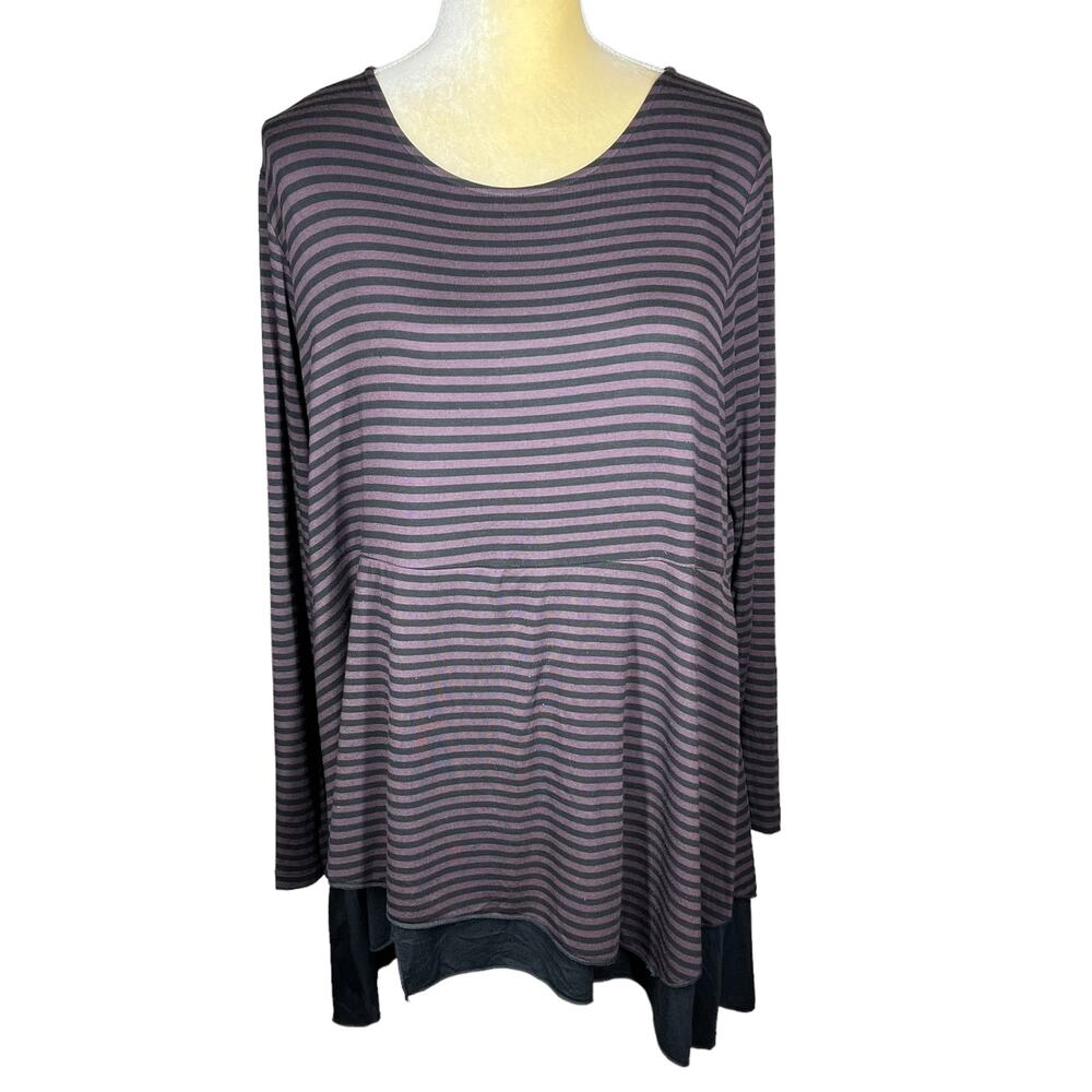 Comfy USA Striped Tunic Top Boxy Lagenlook Style Size XL D4-32